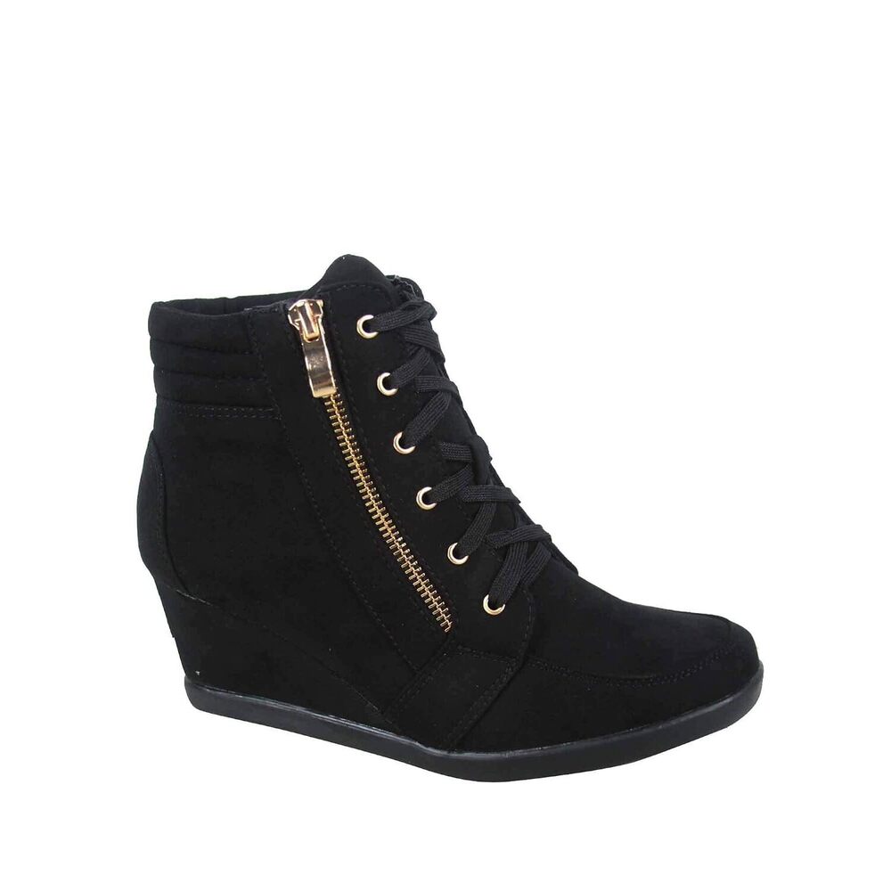 TZ 56 Womens High Top Sneakers Fashion Classic Lace Up Comfortable Wedge Walking